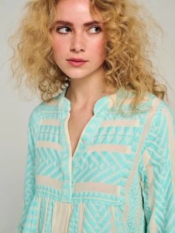 Devotion "Ella Short Dress" B. Blue/Off-White (319.3G) 10 Devotion "Ella Short Dress" B. Blue/Off-White (319.3G) -Fashion Clothing Line Store 022.319.3G Devotion Twins ELLA SHORT Dress B.BLUE OFFWHITE V neck detail