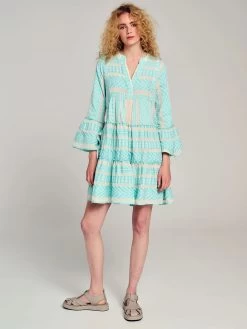 Devotion "Ella Short Dress" B. Blue/Off-White (319.3G) 12 Devotion "Ella Short Dress" B. Blue/Off-White (319.3G) -Fashion Clothing Line Store 022.319.3G Devotion Twins Ella Short Dress Baby Blue Off White