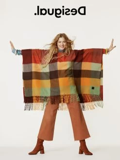 Desigual Tartan Poncho "Cuadros" -Fashion Clothing Line Store 1200x1800 27
