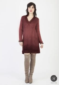 M Made In Italy Dress "19/8446F" Burgundy