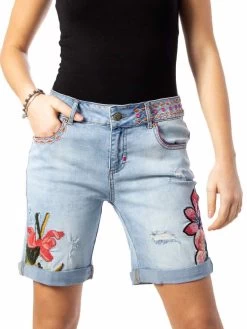 Desigual Denim Bermuda Shorts "Bonhai" -Fashion Clothing Line Store 20SWDD48 5007 Desigua Woman Jean Shorts Bonhai 1a