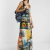 Desigual Long Beach Dress "Hawaii" 1 Desigual Long Beach Dress "Hawaii" -Fashion Clothing Line Store 20SWMW17 9019 Desigual Eco beach dress with exotic landscapes Hawai