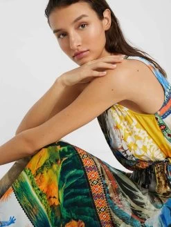 Desigual Long Beach Dress "Hawaii" 9 Desigual Long Beach Dress "Hawaii" -Fashion Clothing Line Store 20SWMW17 9019 Desigual Long Beach dress with exotic landscapes Hawai