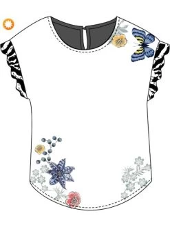 Desigual Flowers And Butterflies T-Shirt "Munich" (3 Colours) -Fashion Clothing Line Store 20SWTKBS 1000 Desigual Flowers and Butterflies T shirt Munich White