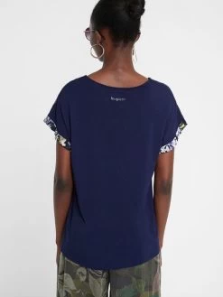 Desigual Flowers And Butterflies T-Shirt "Munich" (3 Colours) -Fashion Clothing Line Store 20SWTKBS 5000 Desigual Flowers and Butterflies T shirt Munich Navy 2