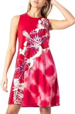Desigual Red Floral Dress "Virginie" -Fashion Clothing Line Store 20SWVK19 3000 Desigual Red Summer Dress Virginie 1