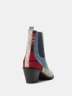 Desigual Ankle Boots "Chelsea Patch" -Fashion Clothing Line Store 20WSTA01 5006 Desigual Patchwork Ankle Denim Boots Chelsea