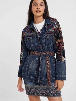 Desigual Embroidered Denim Skirt "Denver" -Fashion Clothing Line Store 20WWED19 5161 Desigual Embroidered Denim Parka