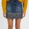 Desigual Embroidered Denim Skirt "Denver" 2 Desigual Embroidered Denim Skirt "Denver" -Fashion Clothing Line Store 20WWFD04 5053 Desigual Embroidered denim mini skirt