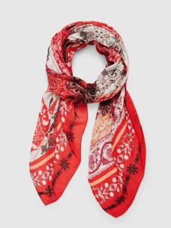 Desigual Red Viscose Scarf "Indonesian Patch"