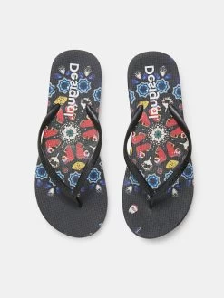 Desigual Beach Flip Flops "Butterfly" (3 Colours) 11 Desigual Beach Flip Flops "Butterfly" (3 Colours) -Fashion Clothing Line Store 21SSHP06 2000 Desigual Beach Sandals Printed Sole Black 1