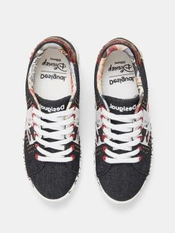 Desigual Sneakers "Cosmic Mickey Denim" (Black) 10 Desigual Sneakers "Cosmic Mickey Denim" (Black) -Fashion Clothing Line Store 21SSKA15 2000 Desigual Black Denim Mickey Mouse Denim Sneakers with Studs