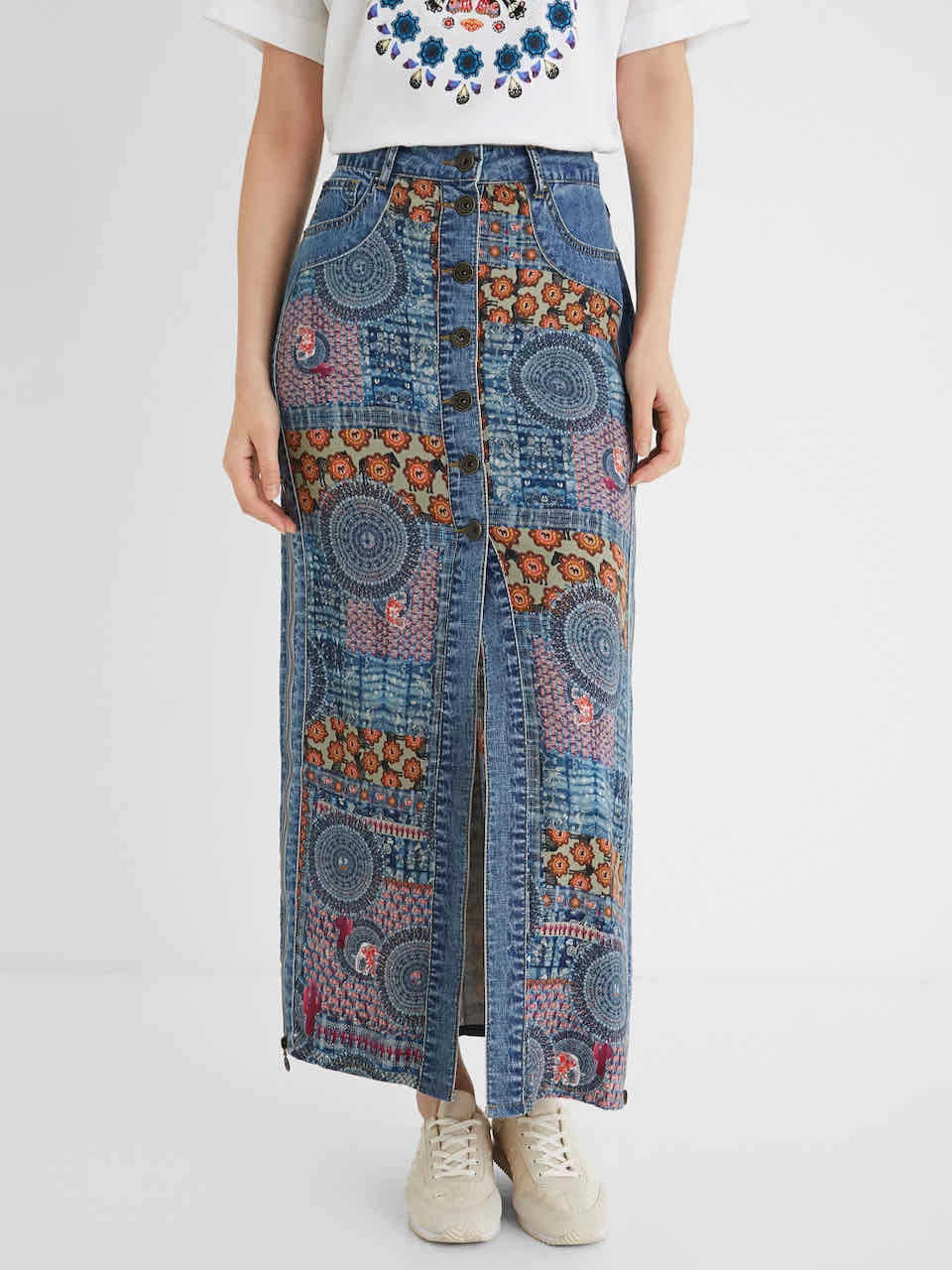 Desigual Long Transformable Denim Skirt "African" 3 Desigual Long Transformable Denim Skirt "African"