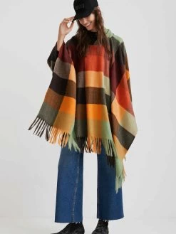 Desigual Tartan Poncho "Cuadros" -Fashion Clothing Line Store 21WAIA50 6016 Desigual Tartan poncho hood