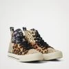 Desigual Leather Sneakers "Beta Animal Print" 2 Desigual Leather Sneakers "Beta Animal Print" -Fashion Clothing Line Store 21WSKL03 6007 Desigual Leather patchwork high top animal floral print sneakers