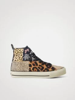 Desigual Leather Sneakers "Beta Animal Print" 8 Desigual Leather Sneakers "Beta Animal Print" -Fashion Clothing Line Store 21WSKL03 6007 Desigual Leather patchwork high top sneakers