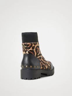 Desigual Leather Boots "Biker Leopard" -Fashion Clothing Line Store 21WSTL026007 Desigual Animal print leather Ankle boots