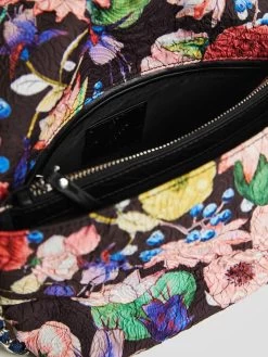 Desigual Floral Bag "Eterea Black Venecia Fabric" -Fashion Clothing Line Store 22SAXA732000 Desigual Floral Chain Crossbody Folded Bag