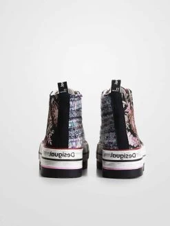 Desigual Asian Patchwork Platform Sneakers "Crush Black" 8 Desigual Asian Patchwork Platform Sneakers "Crush Black" -Fashion Clothing Line Store 22SSKA319019 Desigual Asian patchwork high top Black Sneakers