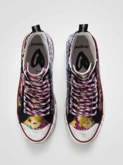 Desigual Asian Patchwork Platform Sneakers "Crush Black" 9 Desigual Asian Patchwork Platform Sneakers "Crush Black" -Fashion Clothing Line Store 22SSKA319019 Desigual Asian patchwork high top Shoes sneakers
