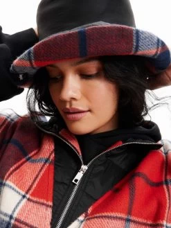Desigual Reversible Hat "Red Check" -Fashion Clothing Line Store 22WAHA083029 Desigual Reversible Bucket Hat