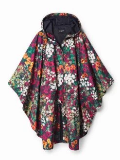 Desigual Poncho Raincoat "Ivy Colima" (One Size) 13 Desigual Poncho Raincoat "Ivy Colima" (One Size) -Fashion Clothing Line Store 22WAIA08 Desigual Floral Rain Jacket Poncho One Size
