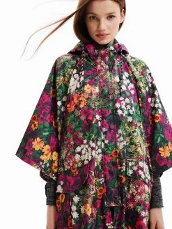 Desigual Poncho Raincoat "Ivy Colima" (One Size) 11 Desigual Poncho Raincoat "Ivy Colima" (One Size) -Fashion Clothing Line Store 22WAIA084105 Desigual Floral Raincoat Poncho
