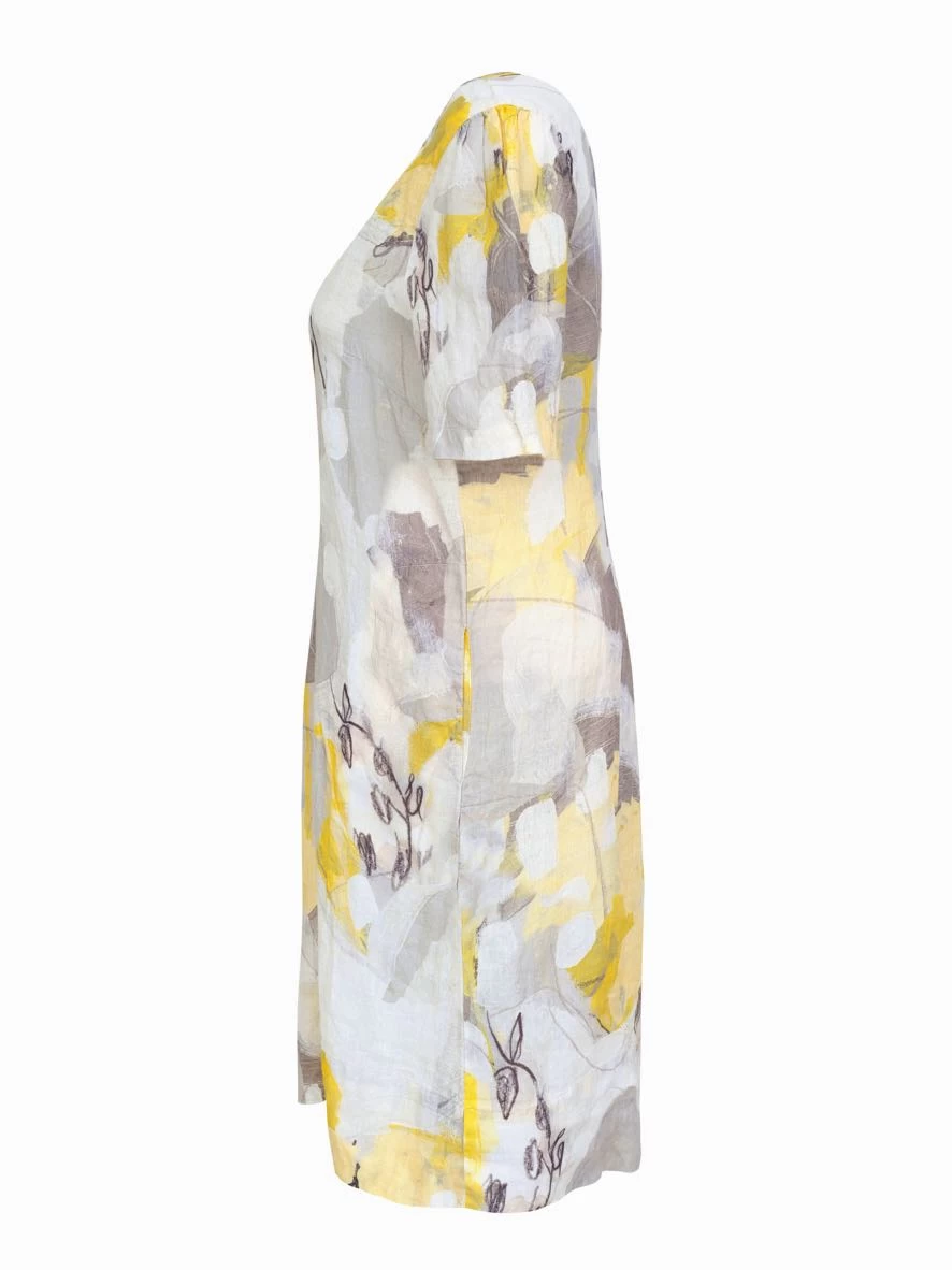 Dolcezza Linen Dress "Citron Mist I" (23744) 5 Dolcezza Linen Dress "Citron Mist I" (23744) - Image 3