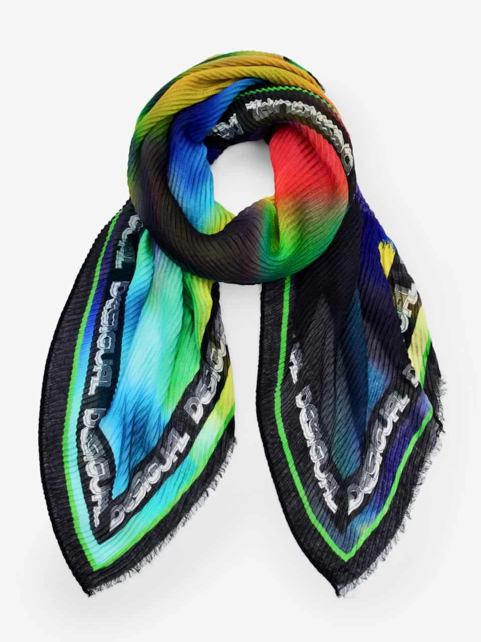 Desigual Rectangle Pleated Foulard "Metaverso" 3 Desigual Rectangle Pleated Foulard "Metaverso"