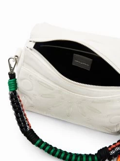 Desigual Embroidered Bag "Summer Dandelion Phuket Mini" (White) 8 Desigual Embroidered Bag "Summer Dandelion Phuket Mini" (White) -Fashion Clothing Line Store 23SAXA671001 Desigual Small White embroidery fabric bag