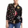 Desigual Dual Floral Shirt "Singapur" 2 Desigual Dual Floral Shirt "Singapur" -Fashion Clothing Line Store 23SWCW36 2000 Desigual Floral Half and half Shirt