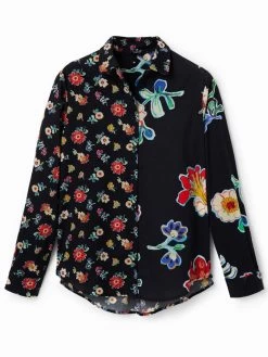 Desigual Dual Floral Shirt "Singapur" 8 Desigual Dual Floral Shirt "Singapur" -Fashion Clothing Line Store 23SWCW36 Desigual Floral Half and half Shirt Singapur