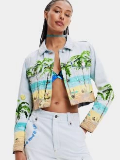 Desigual Tropical Denim Jacket "Invar" -Fashion Clothing Line Store 23SWED13 5029 1317