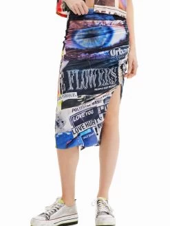 Desigual Collage Midi Skirt "Posters"