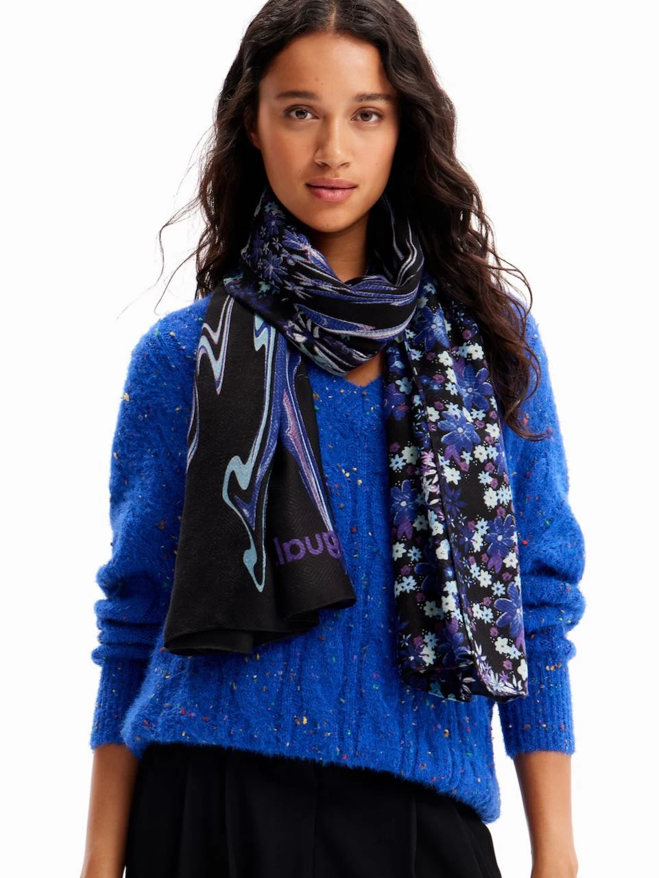 Desigual Scarf "Liquid Flor Rectangle" (blue) 4 Desigual Scarf "Liquid Flor Rectangle" (blue) - Image 2
