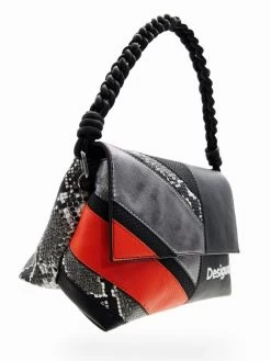 Desigual Patchwork Bag "Polka Venecia" 10 Desigual Patchwork Bag "Polka Venecia" -Fashion Clothing Line Store 23WAXP362000U Desigual Midsize patchwork Crossbody Bag Black Red Snake Leather