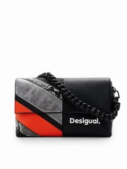 Desigual Patchwork Bag "Polka Venecia" 9 Desigual Patchwork Bag "Polka Venecia" -Fashion Clothing Line Store 23WAXP362000U Desigual Patchwork Crossbody Bag Black Red Snake Leather