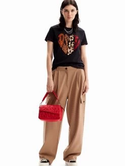 Desigual Small Letters Bag "Maki Taupe Phuket Mini" (Red) -Fashion Clothing Line Store 23WAXP91 3000 Desigual Small Red Bag Letters