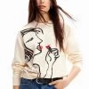 Desigual Arty Sweatshirt "Maca7" -Fashion Clothing Line Store 23WWSK05 1002 Desigual Arty Illustration Sweatshirt Javier Mariscal