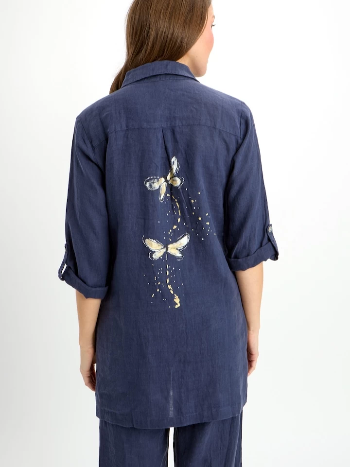 Dolcezza Linen Embellished Shirt 24265 7 Dolcezza Linen Embellished Shirt 24265 - Image 5
