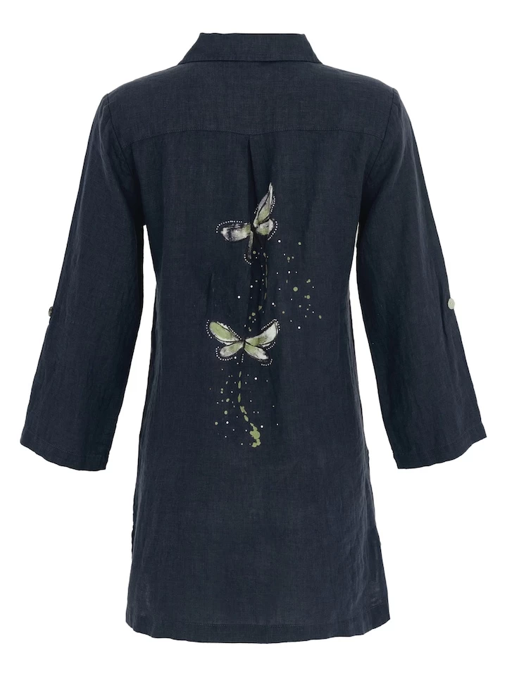Dolcezza Linen Embellished Shirt 24265 4 Dolcezza Linen Embellished Shirt 24265 - Image 2