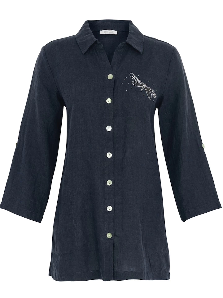 Dolcezza Linen Embellished Shirt 24265 3 Dolcezza Linen Embellished Shirt 24265