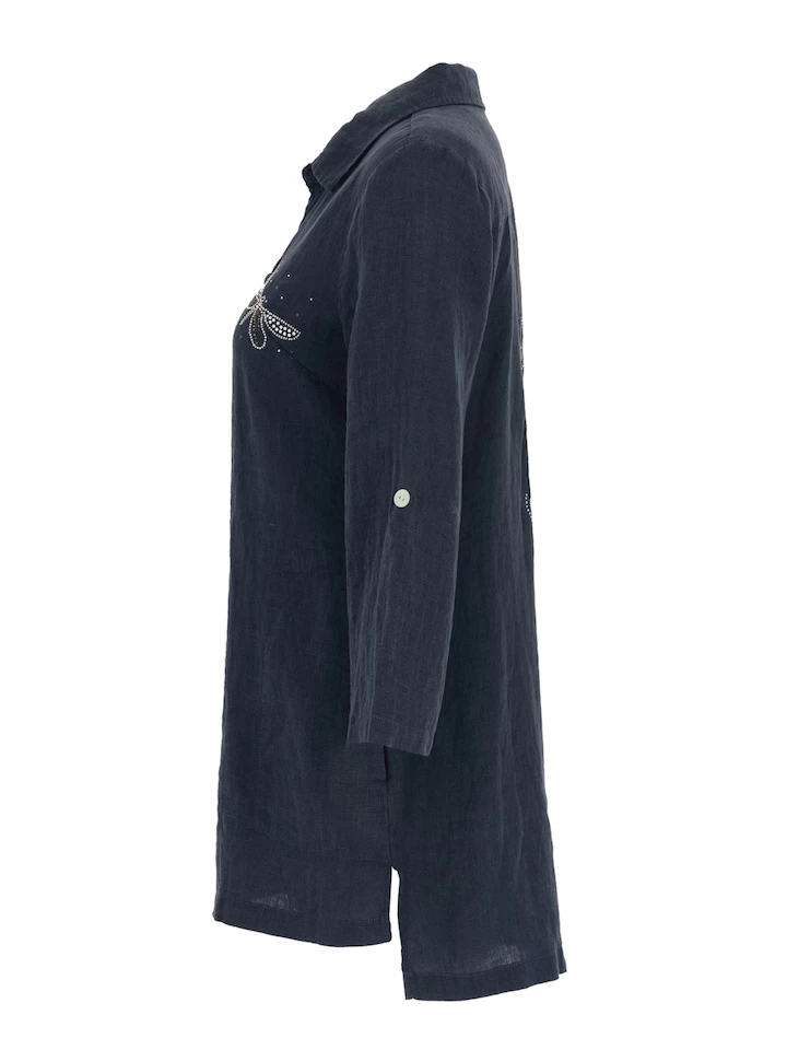 Dolcezza Linen Embellished Shirt 24265 6 Dolcezza Linen Embellished Shirt 24265 - Image 4