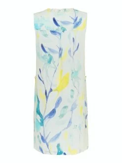 Dolcezza Linen Dress V-Neck "Turquoise Bloom" (24631) 10 Dolcezza Linen Dress V-Neck "Turquoise Bloom" (24631) -Fashion Clothing Line Store 24631 as back