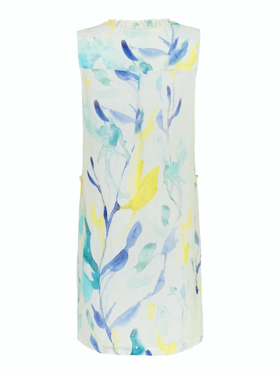 Dolcezza Linen Dress V-Neck "Turquoise Bloom" (24631) 6 Dolcezza Linen Dress V-Neck "Turquoise Bloom" (24631) - Image 4