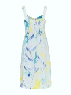 Dolcezza Linen Strap Dress "Turquoise Bloom" (24633) 10 Dolcezza Linen Strap Dress "Turquoise Bloom" (24633) -Fashion Clothing Line Store 24633 as back