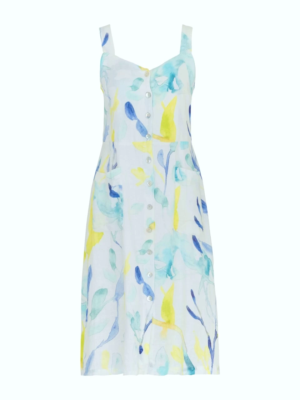 Dolcezza Linen Strap Dress "Turquoise Bloom" (24633) 6 Dolcezza Linen Strap Dress "Turquoise Bloom" (24633) - Image 4