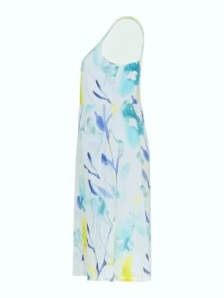 Dolcezza Linen Strap Dress "Turquoise Bloom" (24633) 13 Dolcezza Linen Strap Dress "Turquoise Bloom" (24633) -Fashion Clothing Line Store 24633 as side