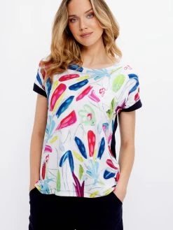 Dolcezza Top "Tropical Trace" (24720) -Fashion Clothing Line Store 24720 Dolcezza Top Tropical Trace back buttons