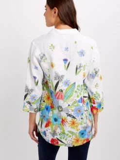 Dolcezza Linen Blouse "New Bouquet Coming Soon" (24762) 11 Dolcezza Linen Blouse "New Bouquet Coming Soon" (24762) -Fashion Clothing Line Store 24762 Dolcezza Linen Long Shirt Floral back